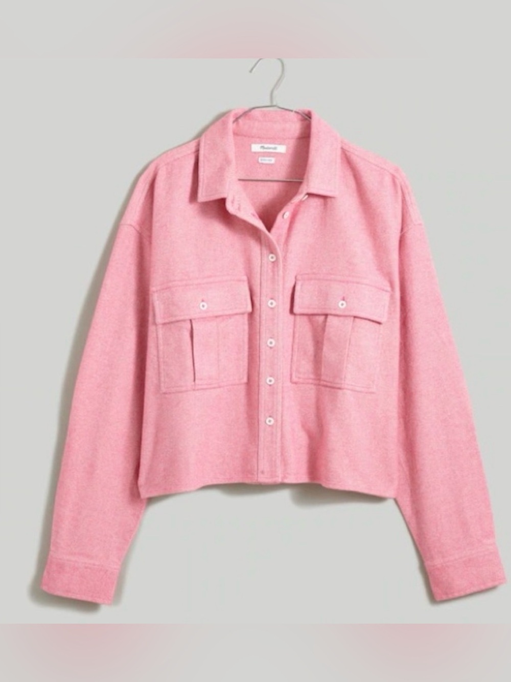MADEWELL Flannel Cargo Button Up Shirt Nouveau Pink Melange XS